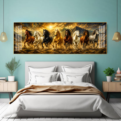 Eight Horses Mountains Premium Acrylic Horizontal Wall Art