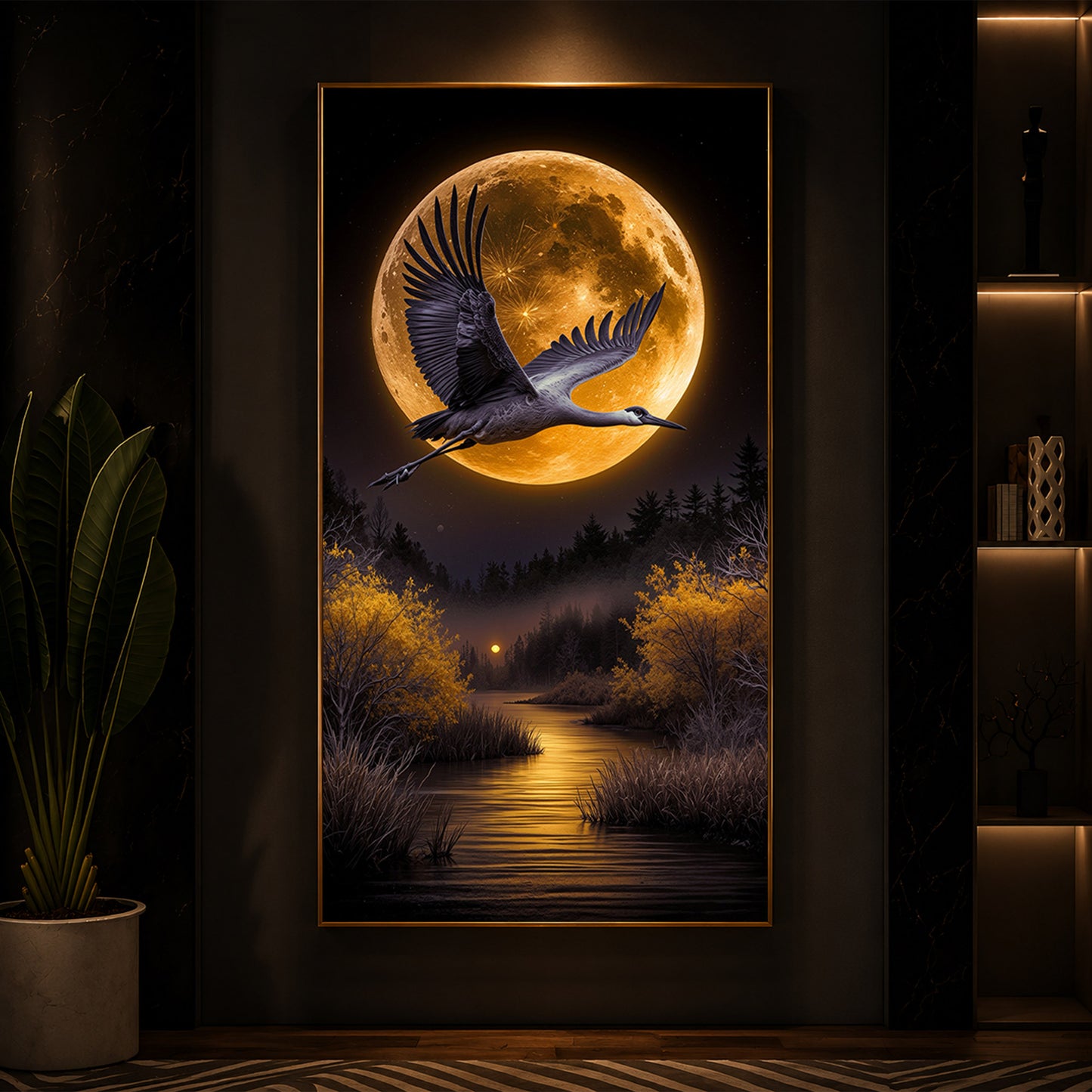 Regalia Bird Modern Luxury Backlight Vertical Wall Art