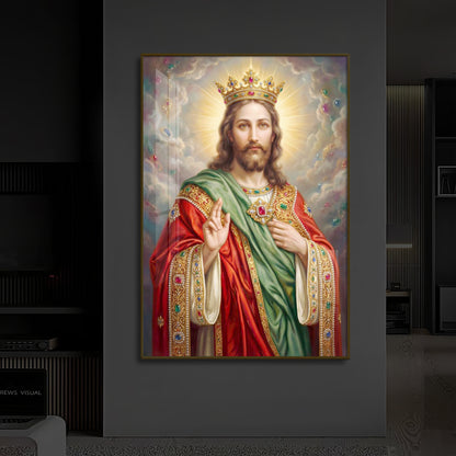 Christ The King Jesus Modern Luxury Backlight Vertical Wall Art