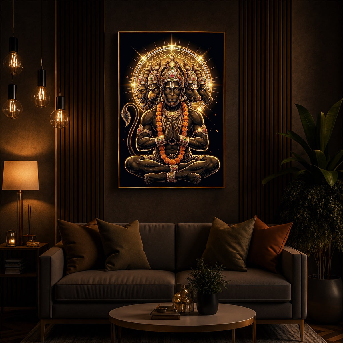 Glowing Panchamukhi Modern Luxury Backlight Vertical Wall Art