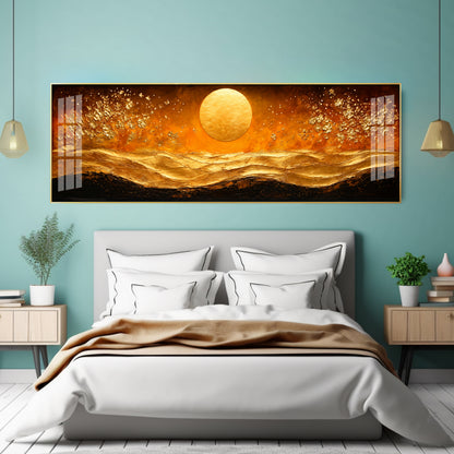 Golden Sun Abstract Dunes Premium Acrylic Horizontal Wall Art