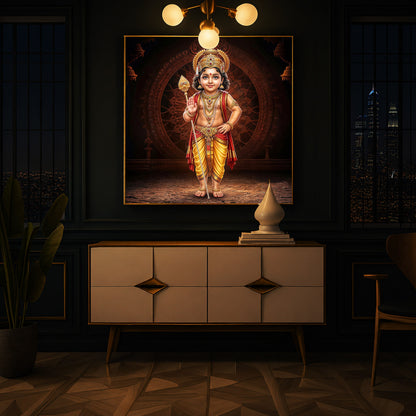 Divine Lord Murugan Modern Luxury Backlight Square Wall Art