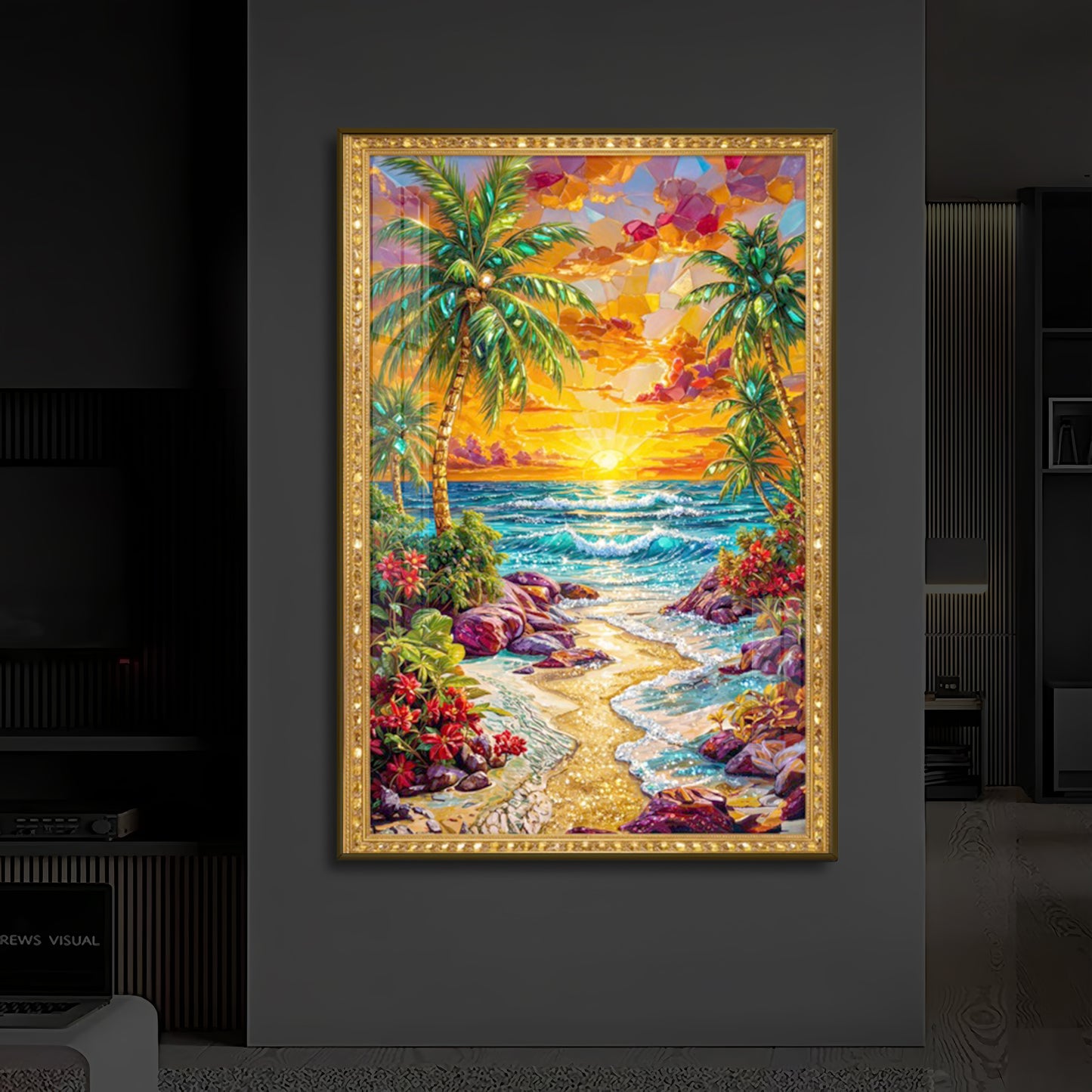 Coastal Bliss Modern Luxury Backlight Vertical Wall Art