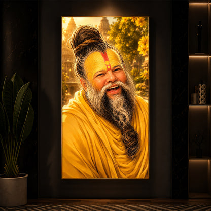 Shri Premanand Ji Maharaj Modern Luxury Backlight Vertical Wall Art