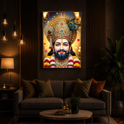 Jai Shri Shyam Modern Luxury Backlight Vertical Wall Art