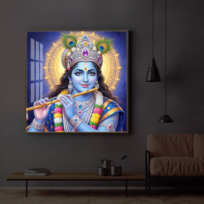 Jai Shree Krishna Modern Luxury Backlight Square Wall Art