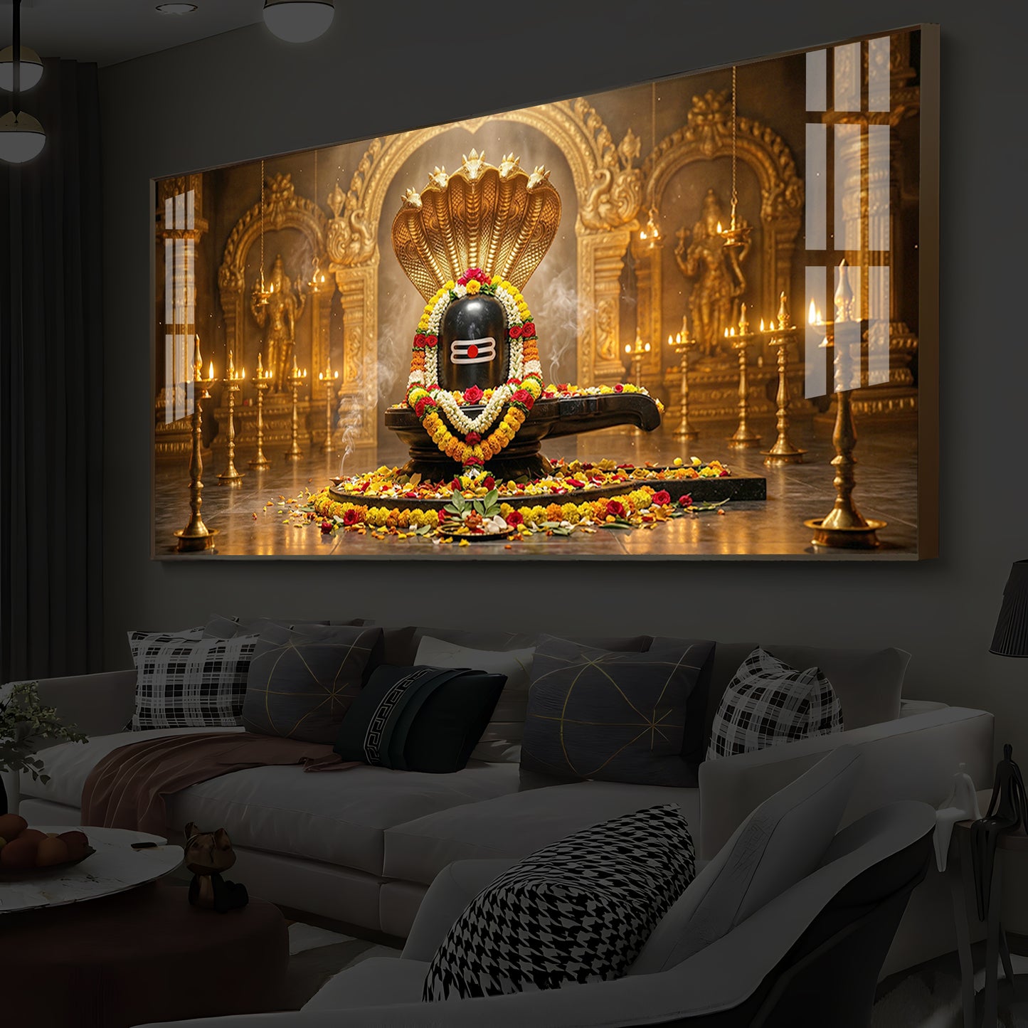 Bholenath Ji Modern Luxury Backlight Horizontal Wall Art