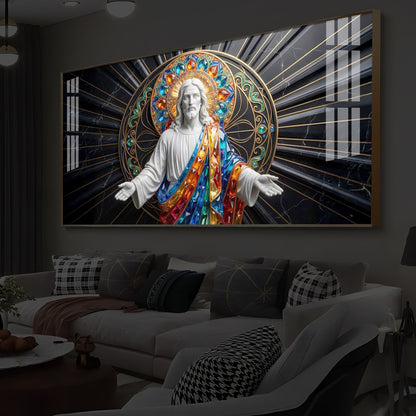 Divine Jesus Modern Luxury Backlight Horizontal Wall Art