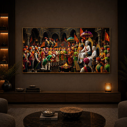 Chhatrapati Shivaji Maharaj Raj Darbar Modern Luxury Backlight Horizontal Wall Art