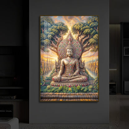 Elevation Buddha Modern Luxury Backlight Vertical Wall Art