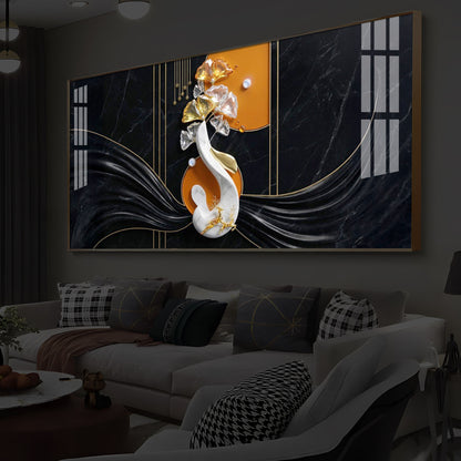 Black & Bold Modern Luxury Backlight Horizontal Wall Art