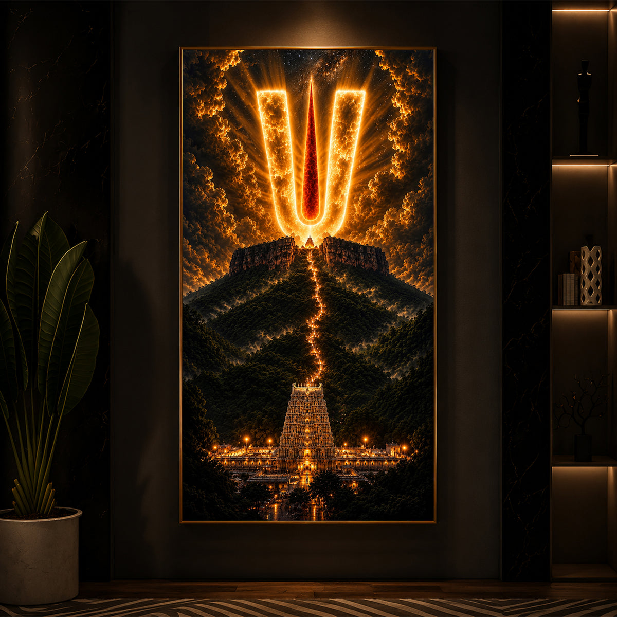 Spiritual Balaji Tilak Modern Luxury Backlight Vertical Wall Art