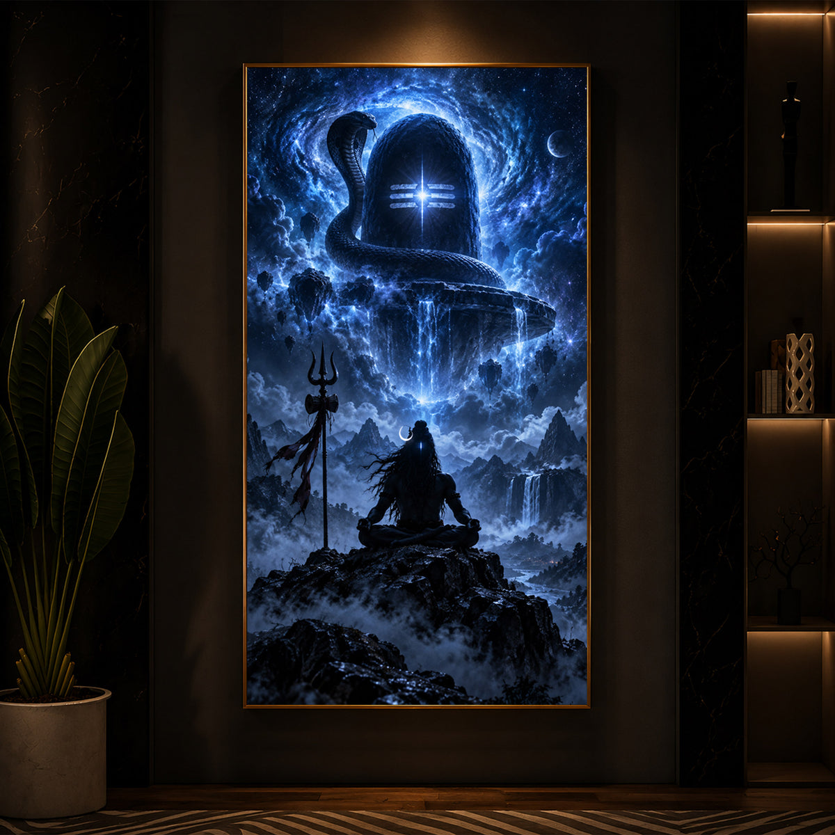 Shiva Cosmic Glow Modern Luxury Backlight Vertical Wall Art
