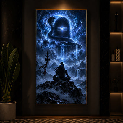 Shiva Cosmic Glow Modern Luxury Backlight Vertical Wall Art