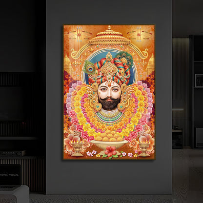 Hindu deity Khatu Shyam Ji Modern Luxury Backlight Vertical Wall Art
