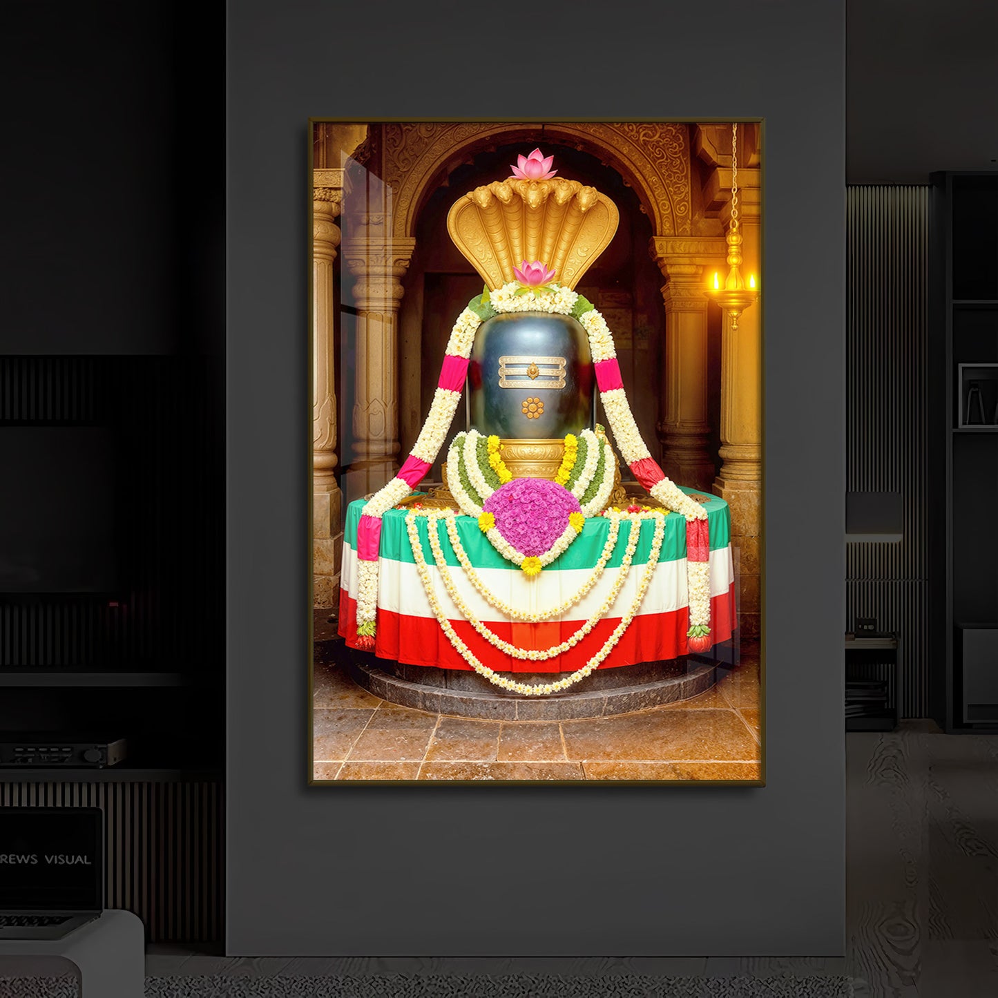 Om Namaha Shivaya Modern Luxury Backlight Vertical Wall Art