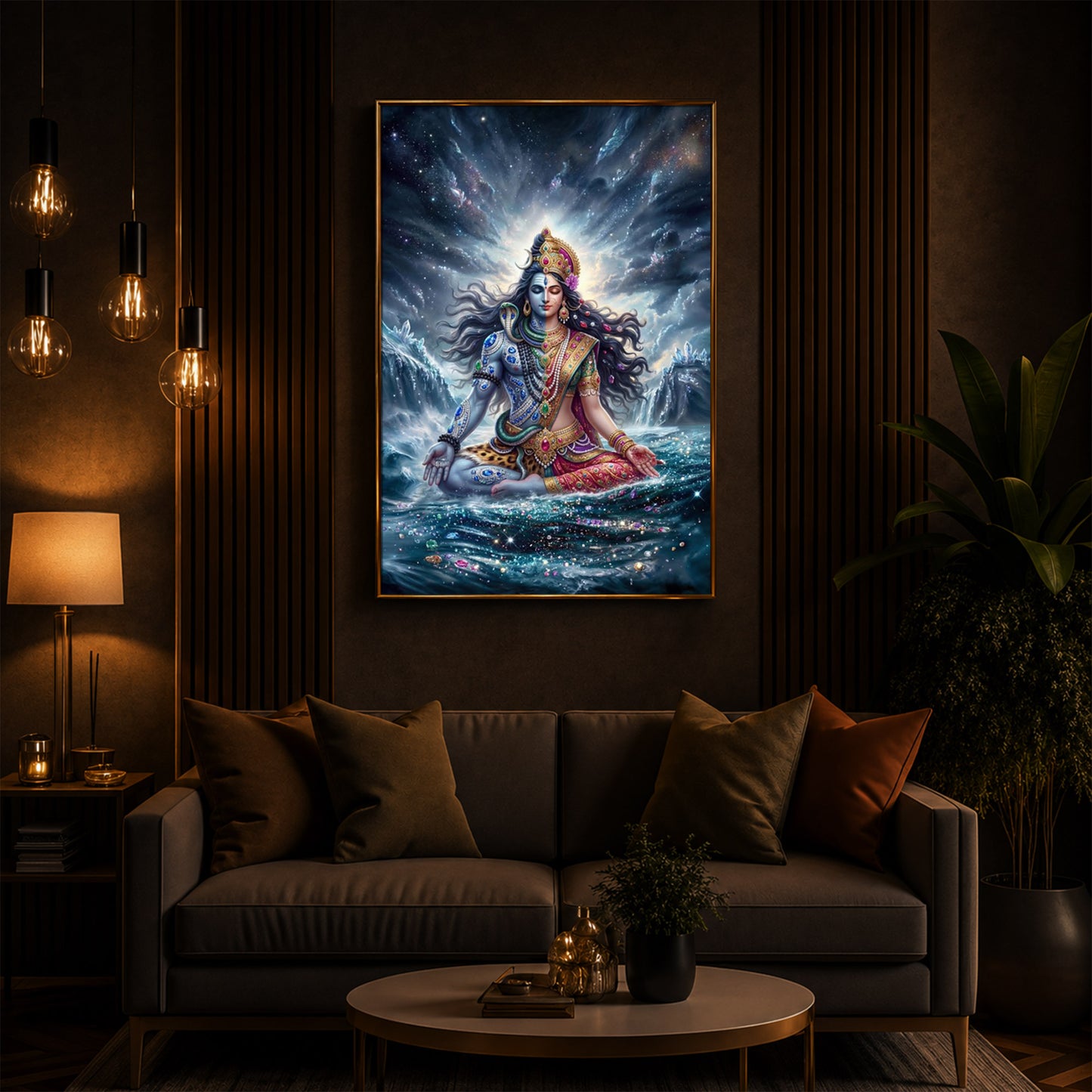 Ardhanarishvara Modern Luxury Backlight Vertical Wall Art