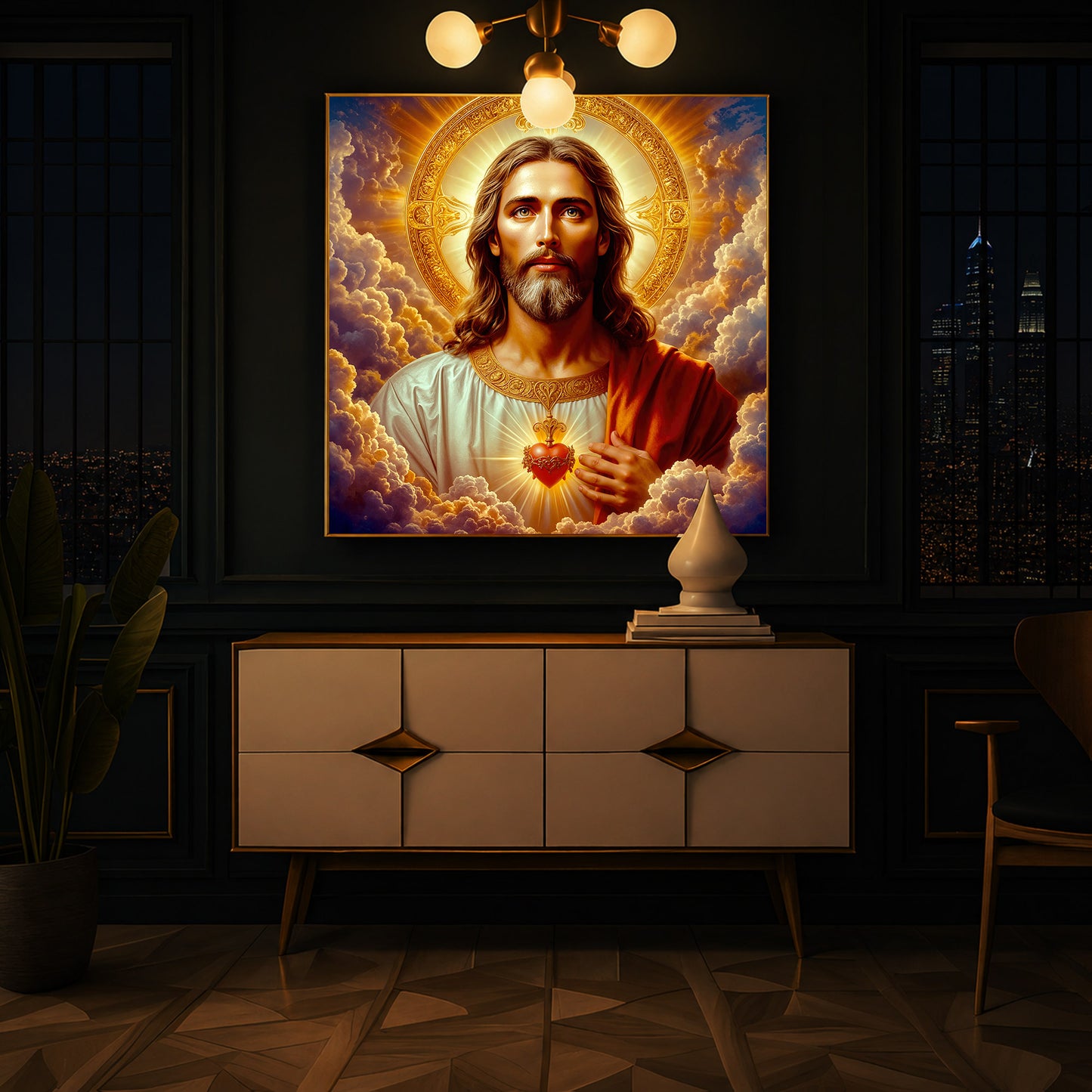 Lord Jesus Modern Luxury Backlight Square Wall Art