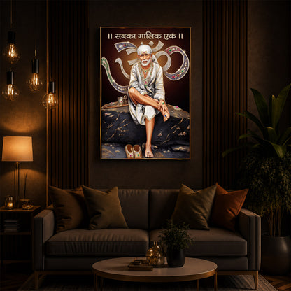 Shirdi Sai Baba Modern Luxury Backlight Vertical Wall Art