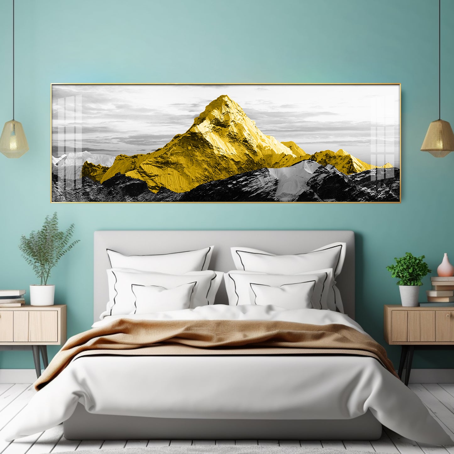 Elegant Yellow Mountains Premium Acrylic Horizontal Wall Art