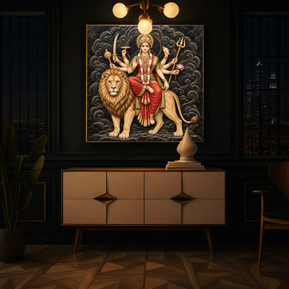 Goddess Durga Modern Luxury Backlight Square Wall Art