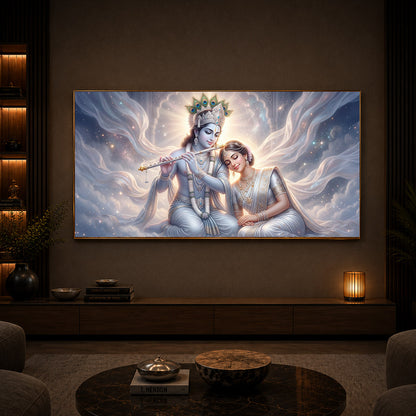 Krishna Radha Modern Luxury Backlight Horizontal Wall Art