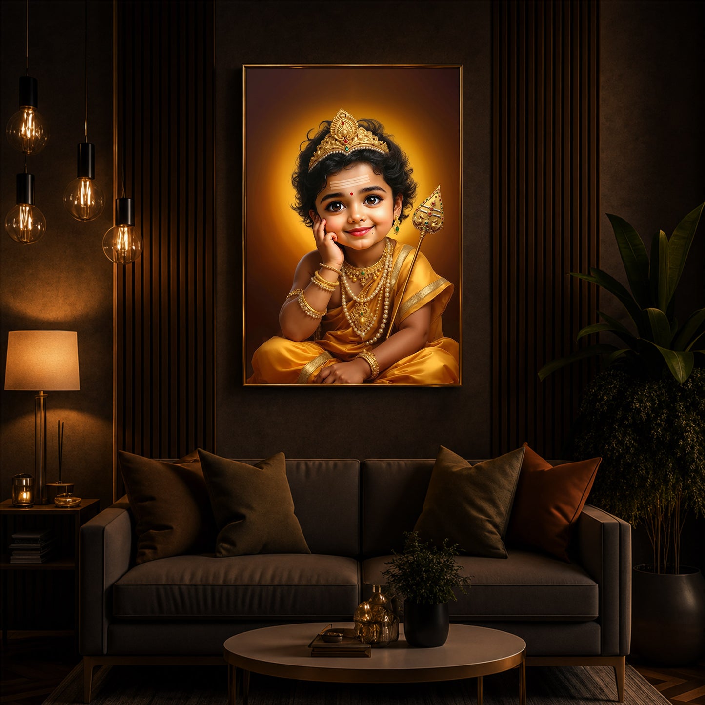 Baby Murugan Modern Luxury Backlight Vertical Wall Art