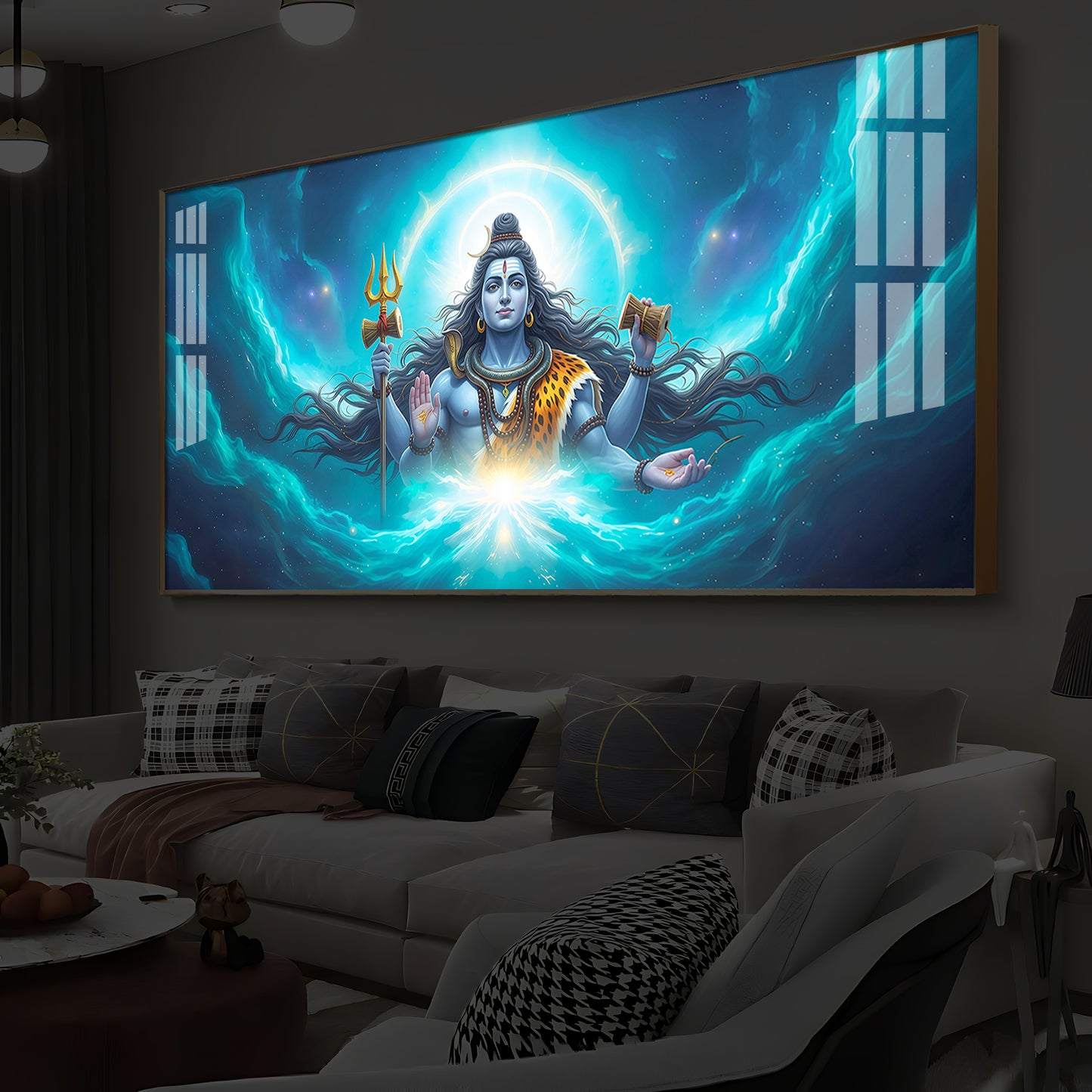 Cosmic Shiva Modern Luxury Backlight Horizontal Wall Art