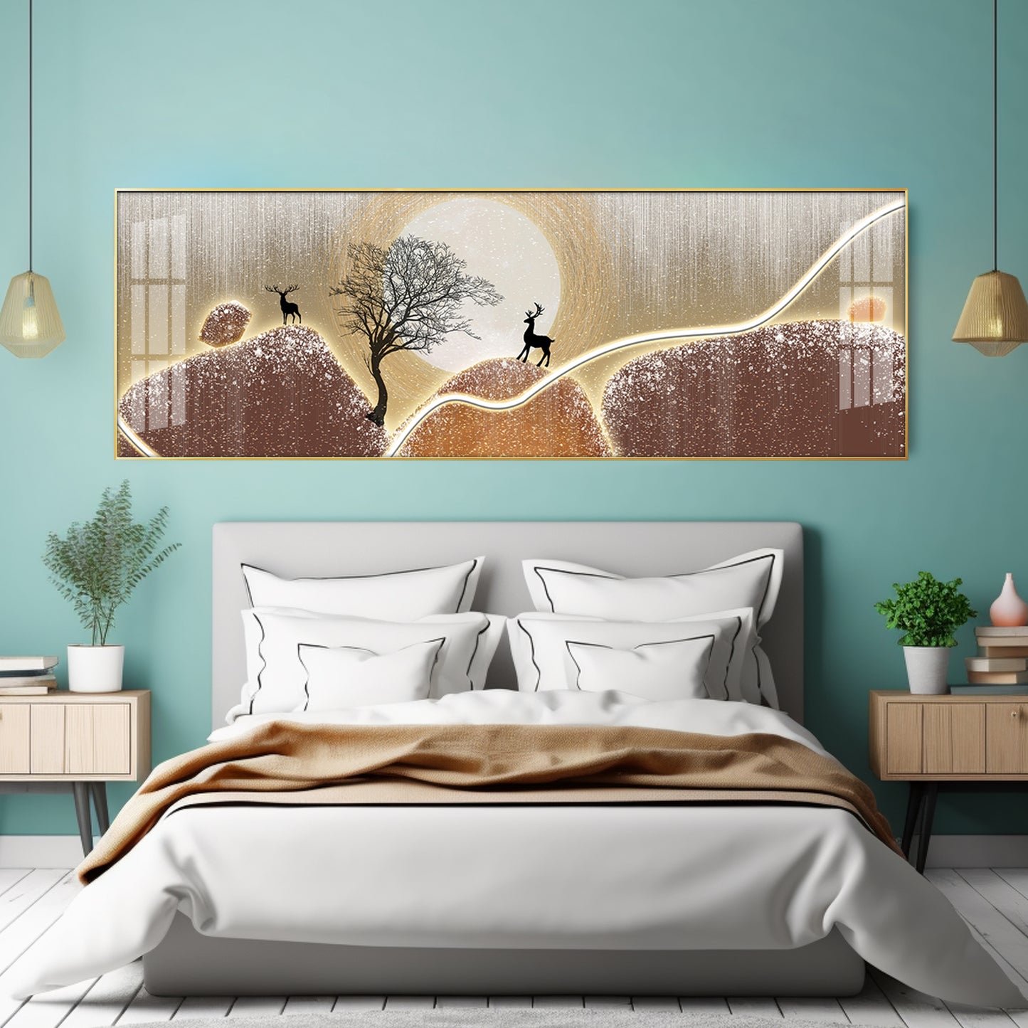 Serene Deer Scene Premium Acrylic Horizontal Wall Art