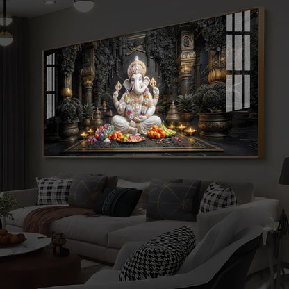 Lord Ganesha Modern Luxury Backlight Horizontal Wall Art