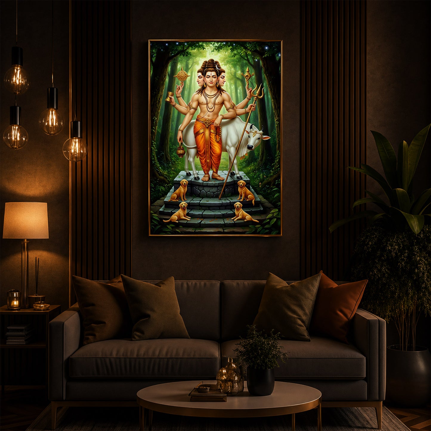 Jai Guru Dattatreya Modern Luxury Backlight Vertical Wall Art