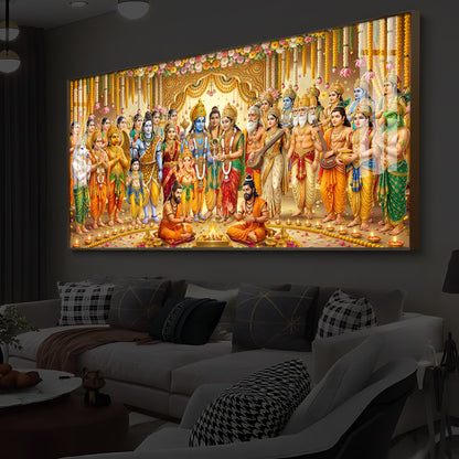 Divine Depiction of Shrinivasa Kalyanam Modern Luxury Backlight Horizontal Wall Art