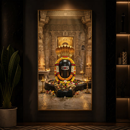 Shree Somnath Jyotirlinga Modern Luxury Backlight Vertical Wall Art