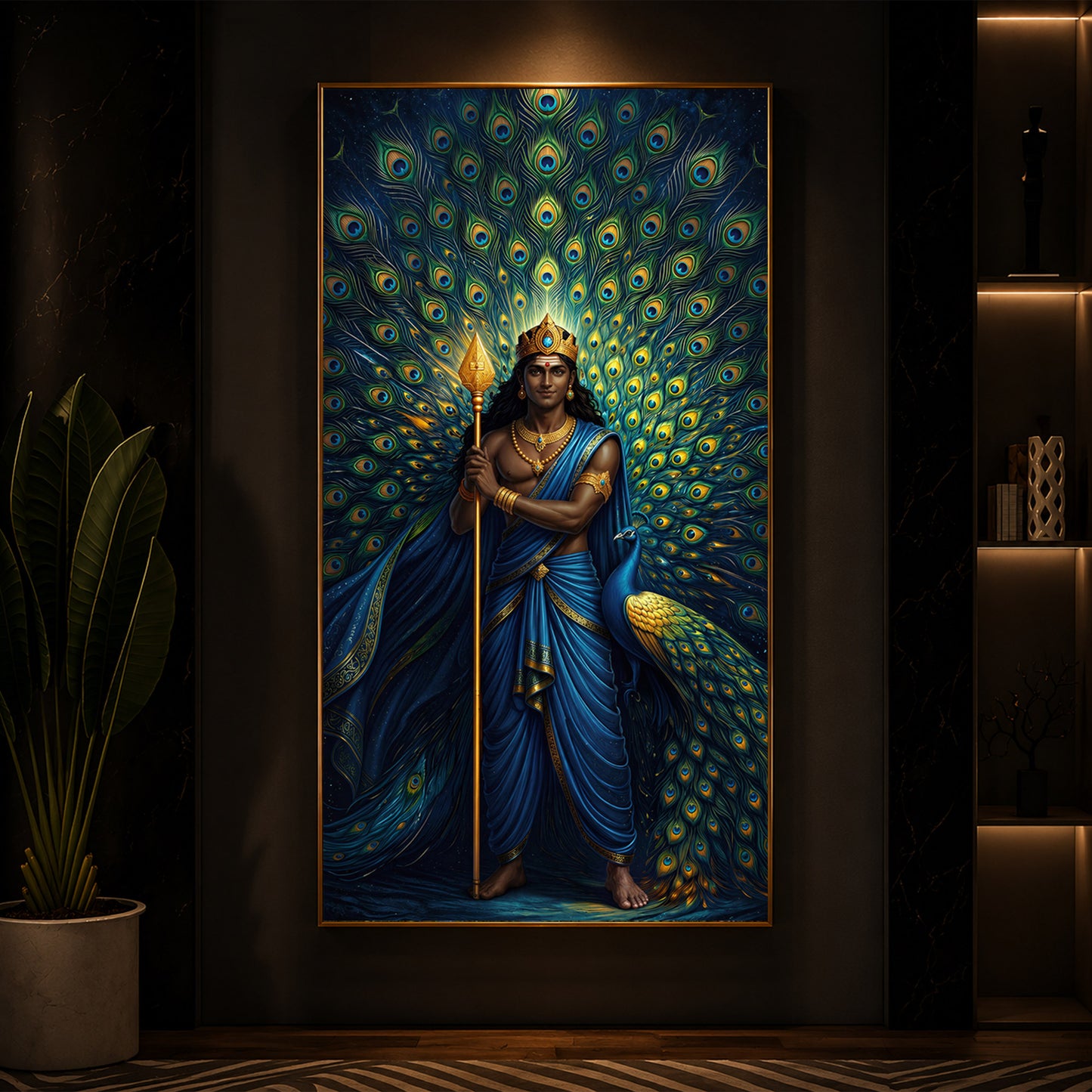 Murugan Bhagwan Ji Modern Luxury Backlight Vertical Wall Art