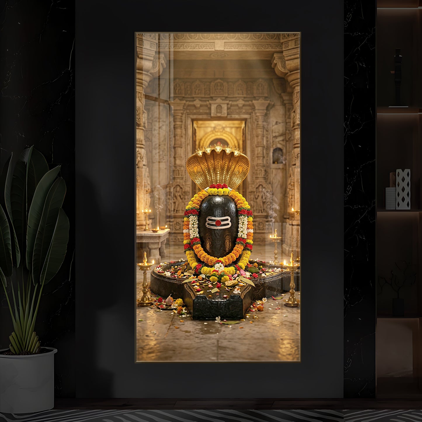 Shree Somnath Jyotirlinga Modern Luxury Backlight Vertical Wall Art