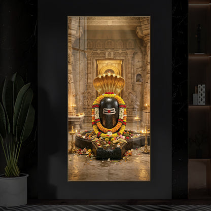 Shree Somnath Jyotirlinga Modern Luxury Backlight Vertical Wall Art