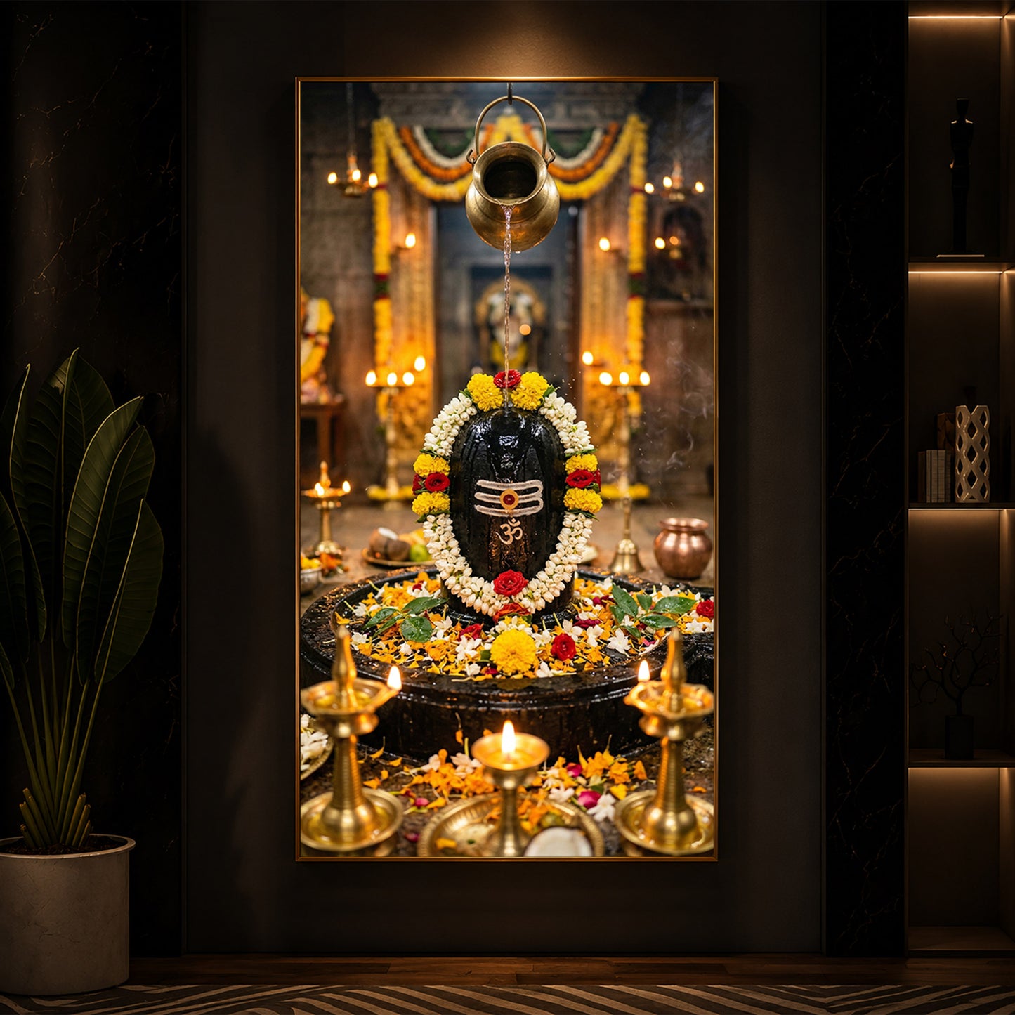Somnath Jyotirlinga Modern Luxury Backlight Vertical Wall Art