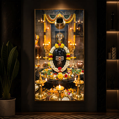 Somnath Jyotirlinga Modern Luxury Backlight Vertical Wall Art