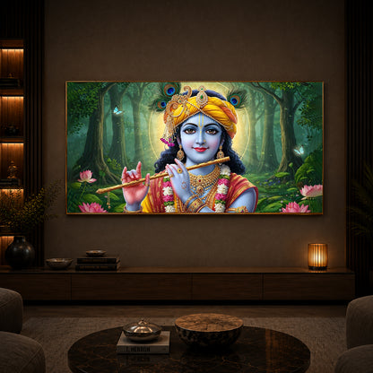Shri Krishna Ji Modern Luxury Backlight Horizontal Wall Art