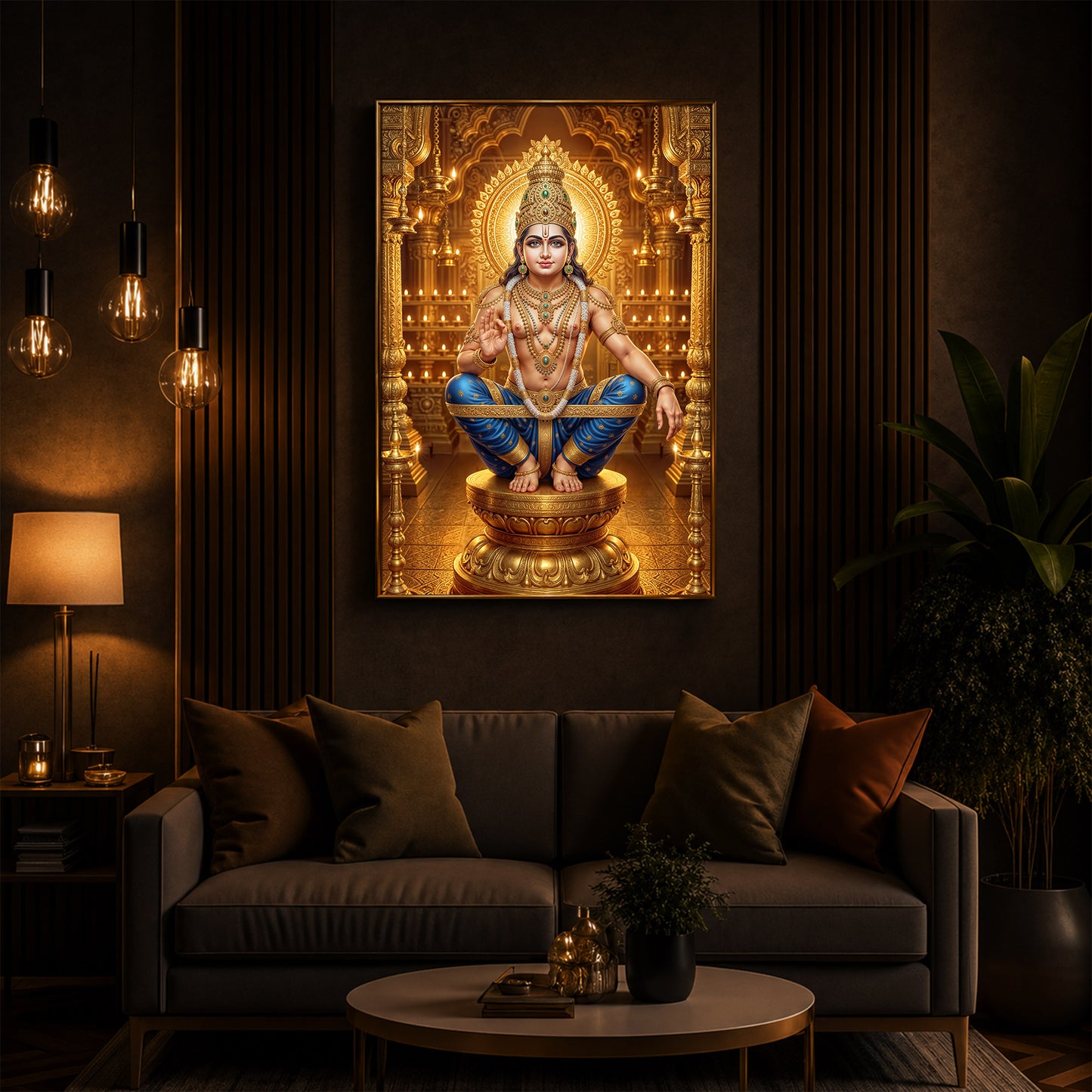 Ayyappan Swamy Modern Luxury Backlight Vertical Wall Art