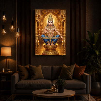 Ayyappan Swamy Modern Luxury Backlight Vertical Wall Art