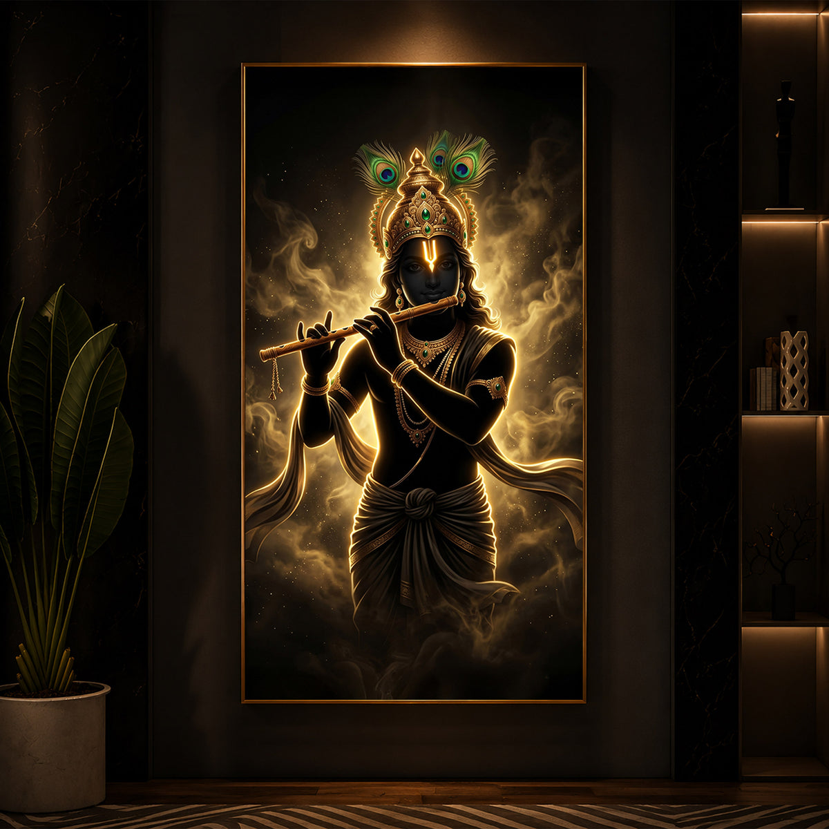 Krishna Modern Luxury Backlight Vertical Wall Art