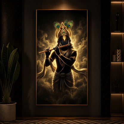 Krishna Modern Luxury Backlight Vertical Wall Art