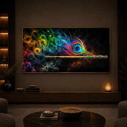 Divine Krishna Coverts Illumination Modern Luxury Backlight Horizontal Wall Art