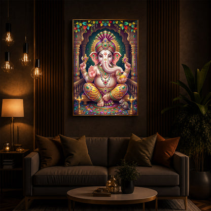 Lord Ganesha Modern Luxury Backlight Vertical Wall Art