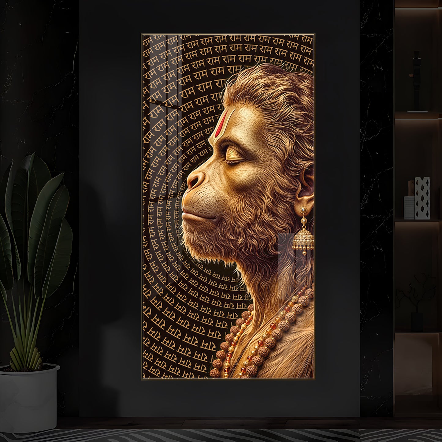 Hanuman Ji Modern Luxury Backlight Vertical Wall Art
