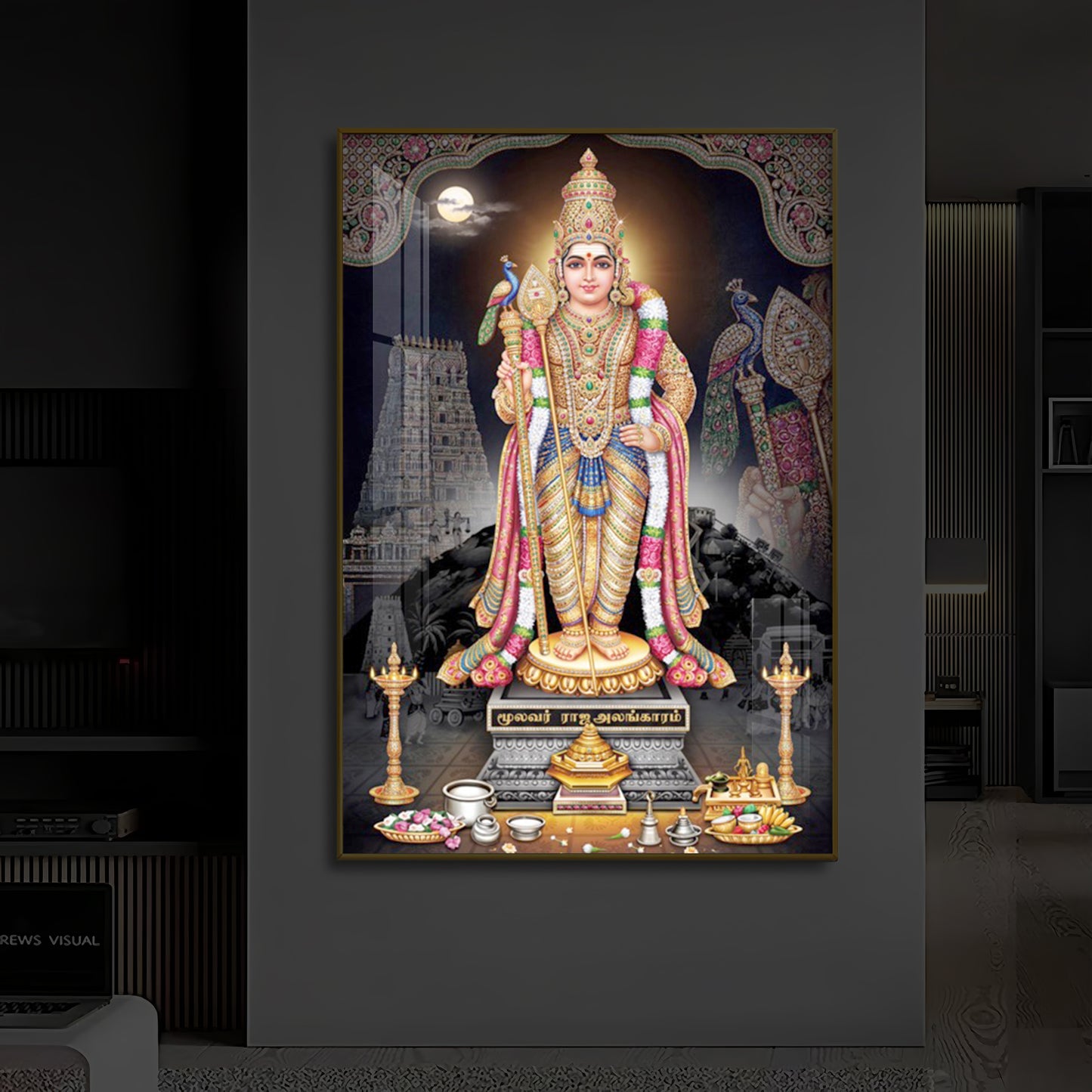 Lord Kartikeya Modern Luxury Backlight Vertical Wall Art