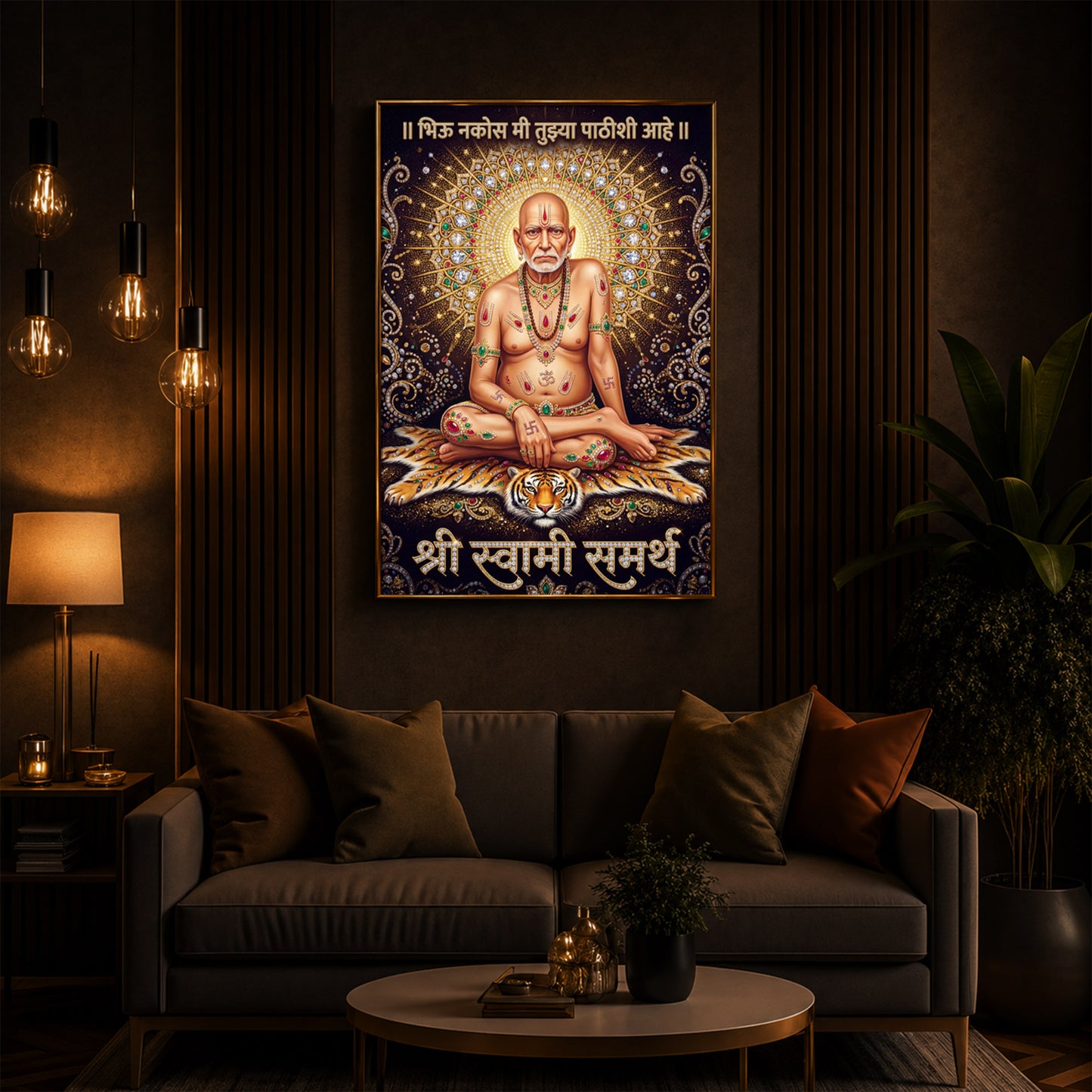 Shree Swami Samarth Modern Luxury Backlight Vertical Wall Art