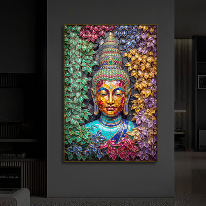Buddha Colorful Modern Luxury Backlight Vertical Wall Art