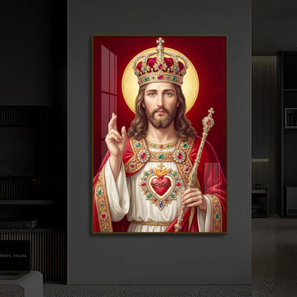 Holy God Christ The King Jesus Modern Luxury Backlight Vertical Wall Art